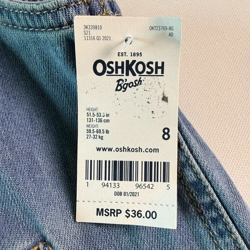 OshKosh B'gosh Girl's NWT Blue Denim Vest Size 8 Medium Wash Jean Vest MSRP $36